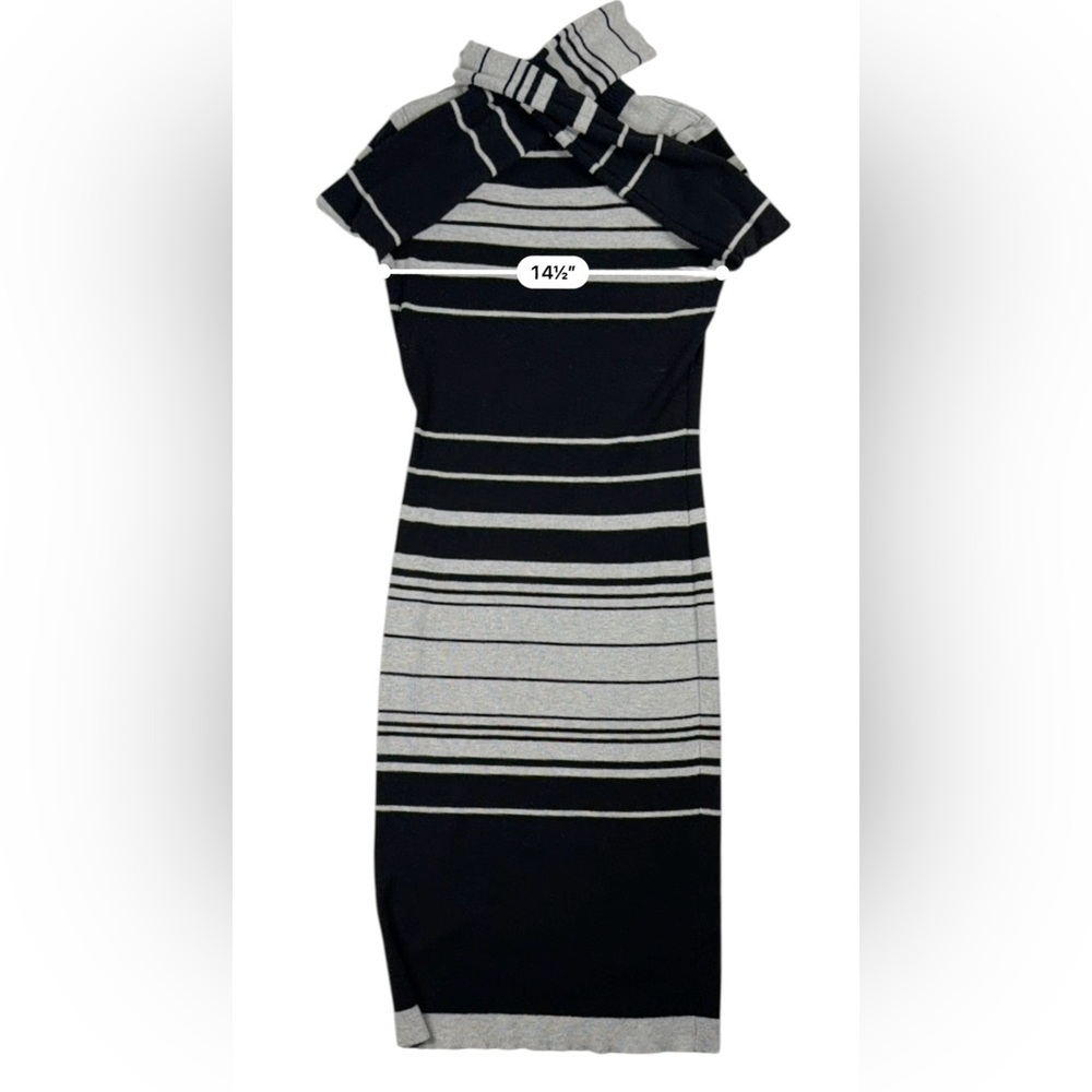 Love Always by FCT Black & Gray Striped Mock-Neck Sweater Midi Dress – Size XL - Picture 13 of 17